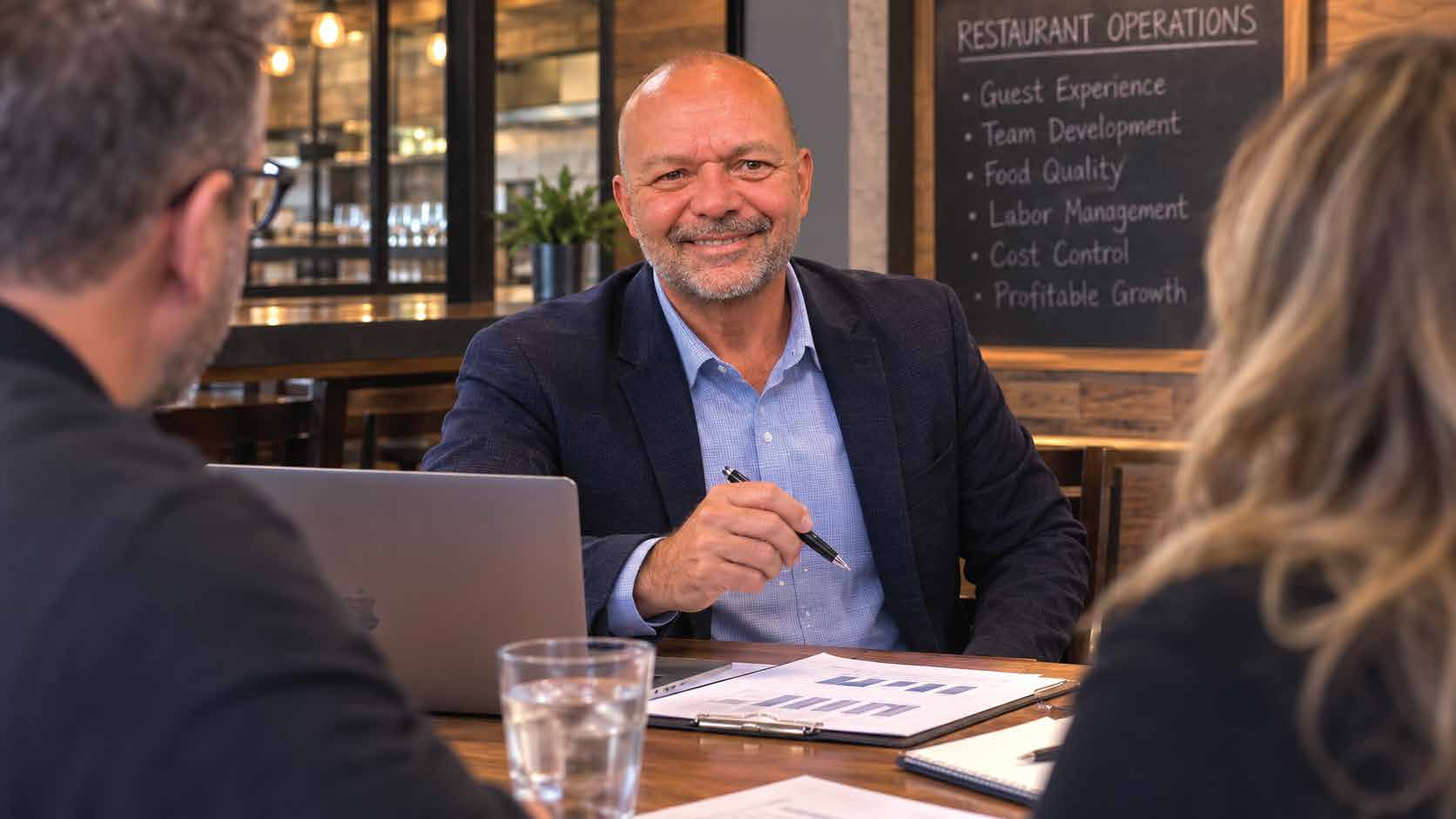 Joe Hartsock consulting with restaurant leaders