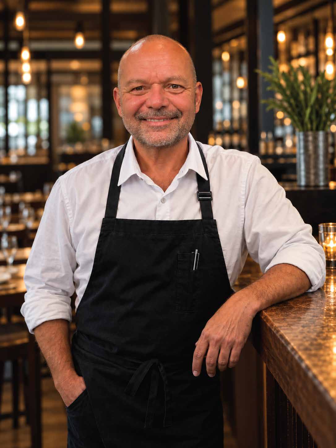 Joe Hartsock in a restaurant kitchen